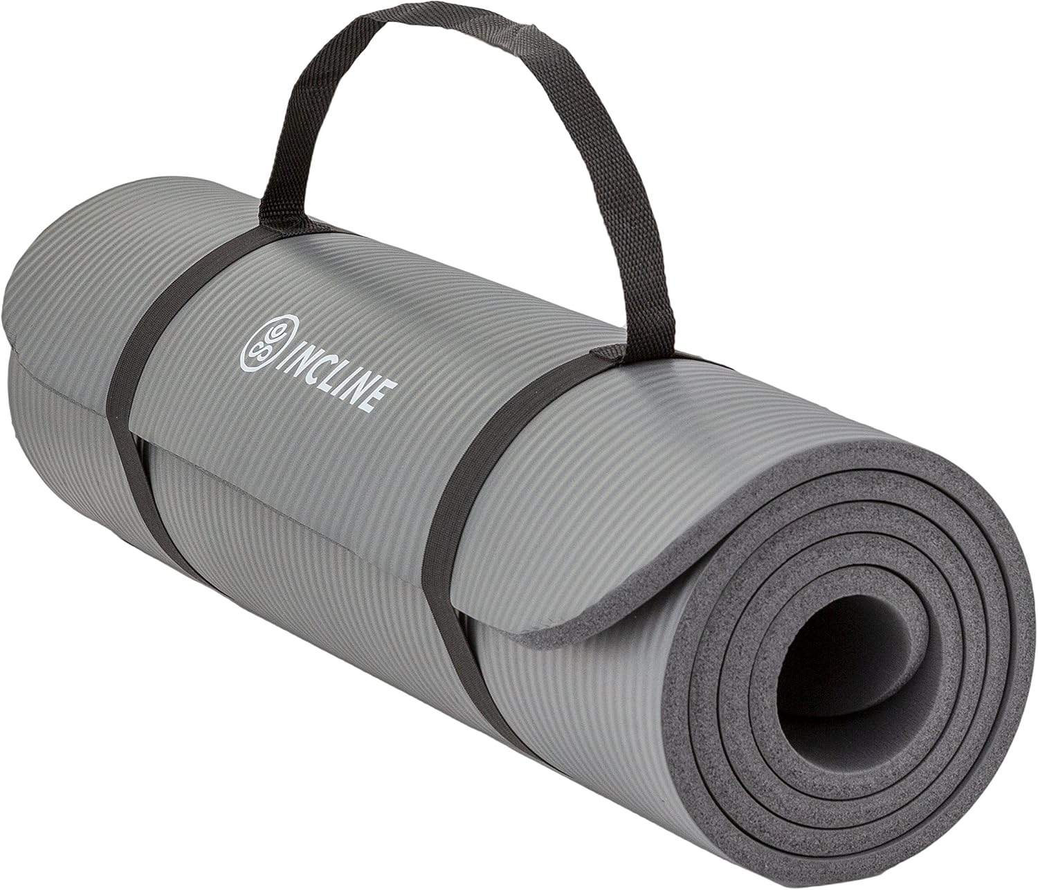 Incline Fit Extra Thick Exercise Mat w/ Carrying Strap - Non Slip & Comfortable Workout Mat For Yoga, Pilates, Stretching, Meditation, Floor & Fitness Exercises