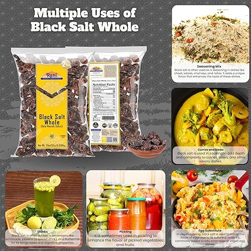 Miniatura 4 de Rani Black Salt Raw Whole (Kala Namak) Mineral 32 oz (2 libras) 32.03 oz ~ Sin refinar, pura y natural | Vegana | Apto para gluten | Sin OMG |