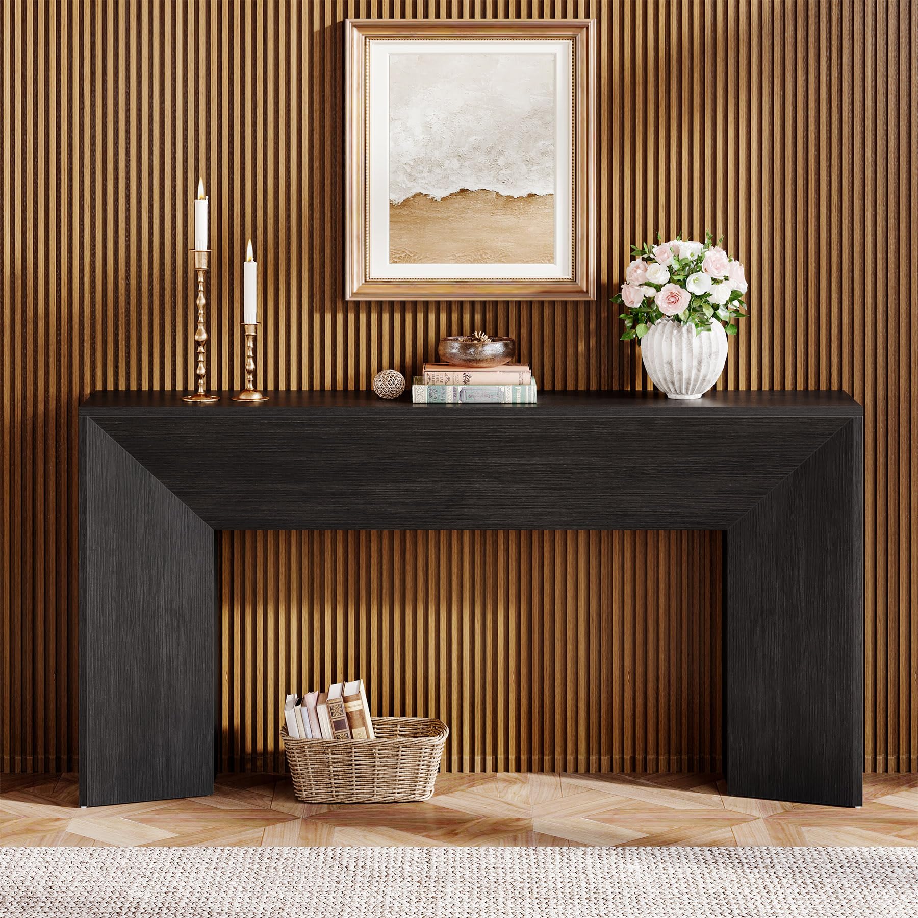 Tribesigns Tavolo Consolle, Tavolo da Corridoio Extra Lungo da 160 cm dietro il Divano, Tavoli Consolle in Legno Stretti per Ingresso, Mobili Moderni da Soggiorno, Ingresso, Assemblaggio Facile