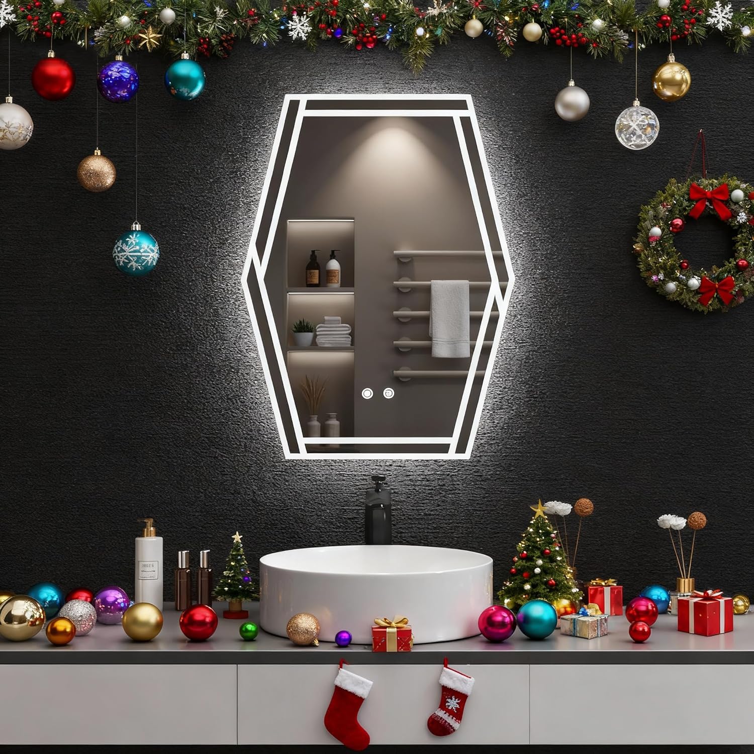 20x28 Inch LED Bathroom Mirror with Front & Back Lighting - IP54 Anti-Fog, 3-Color Dimmable Vanity Mirror with Copper-Free HD Tempered Glass (CRI>90), ETL Listed,COB608 High-Luminance LED Strip