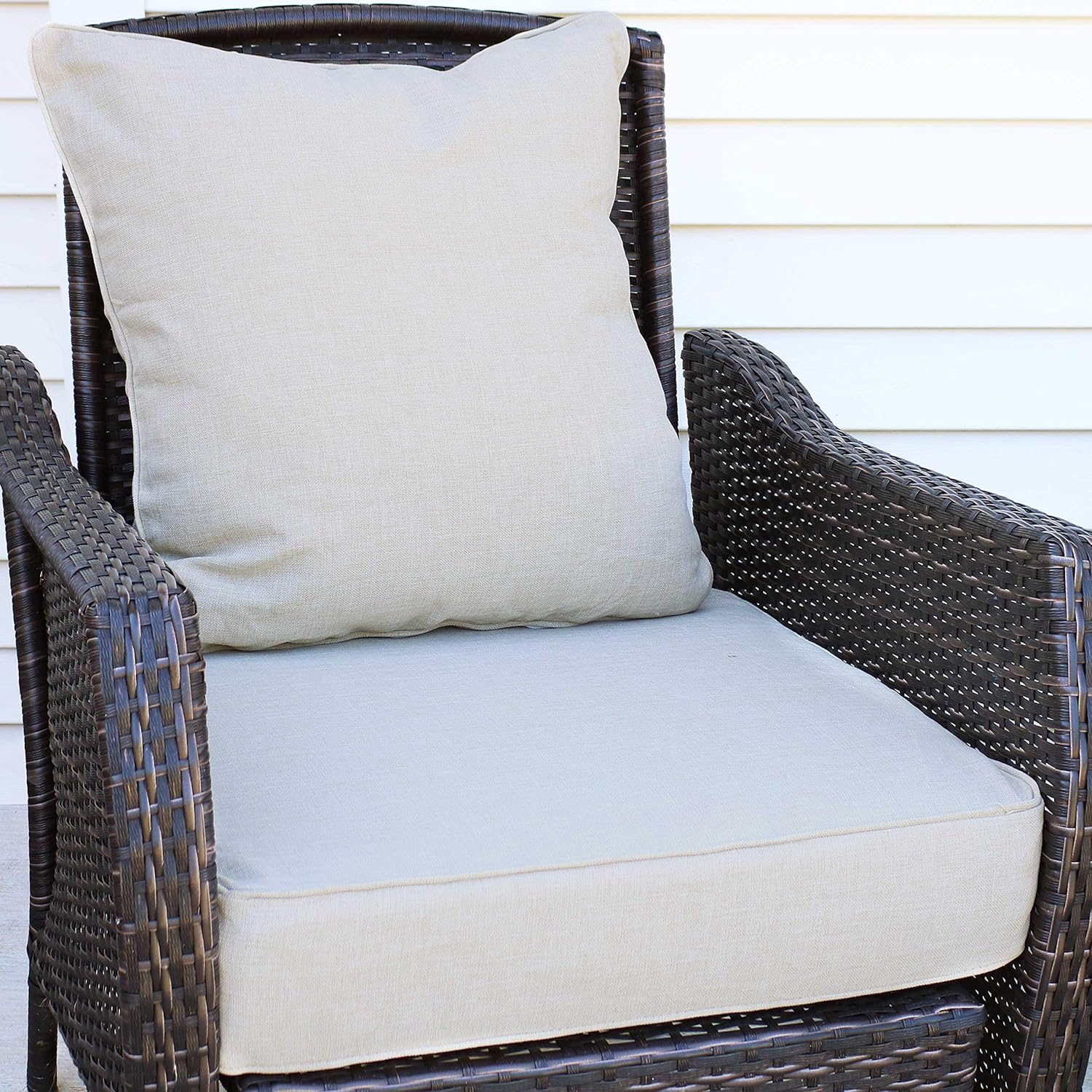 Sunnydaze Back and Seat Cushion Set for Outdoor Furniture - 2-Piece Replacement Set - Indoor and Outdoor Use - Beige