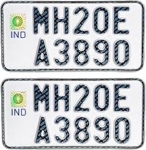 Moto Utility Scooter Number Plate Set | IND Style | Compatible with All Scooters | Die Pressed Metal | Radium White | Non-HSRP | No Barcode | Set of 2 Plates (Front & Rear, 8x4 inch)