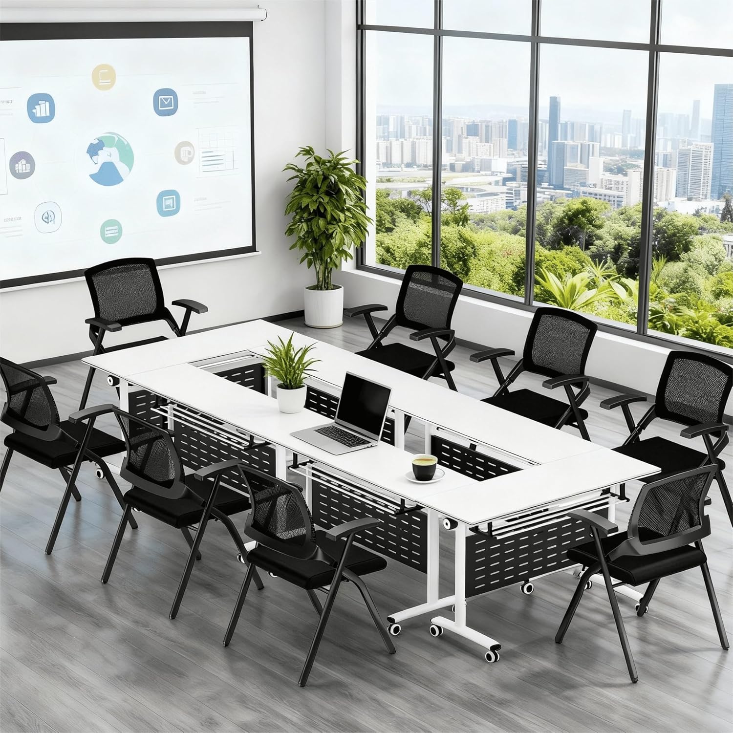 Amazon.com: OOFAYBILL Business Furniture Folding Training Table Chairs ...