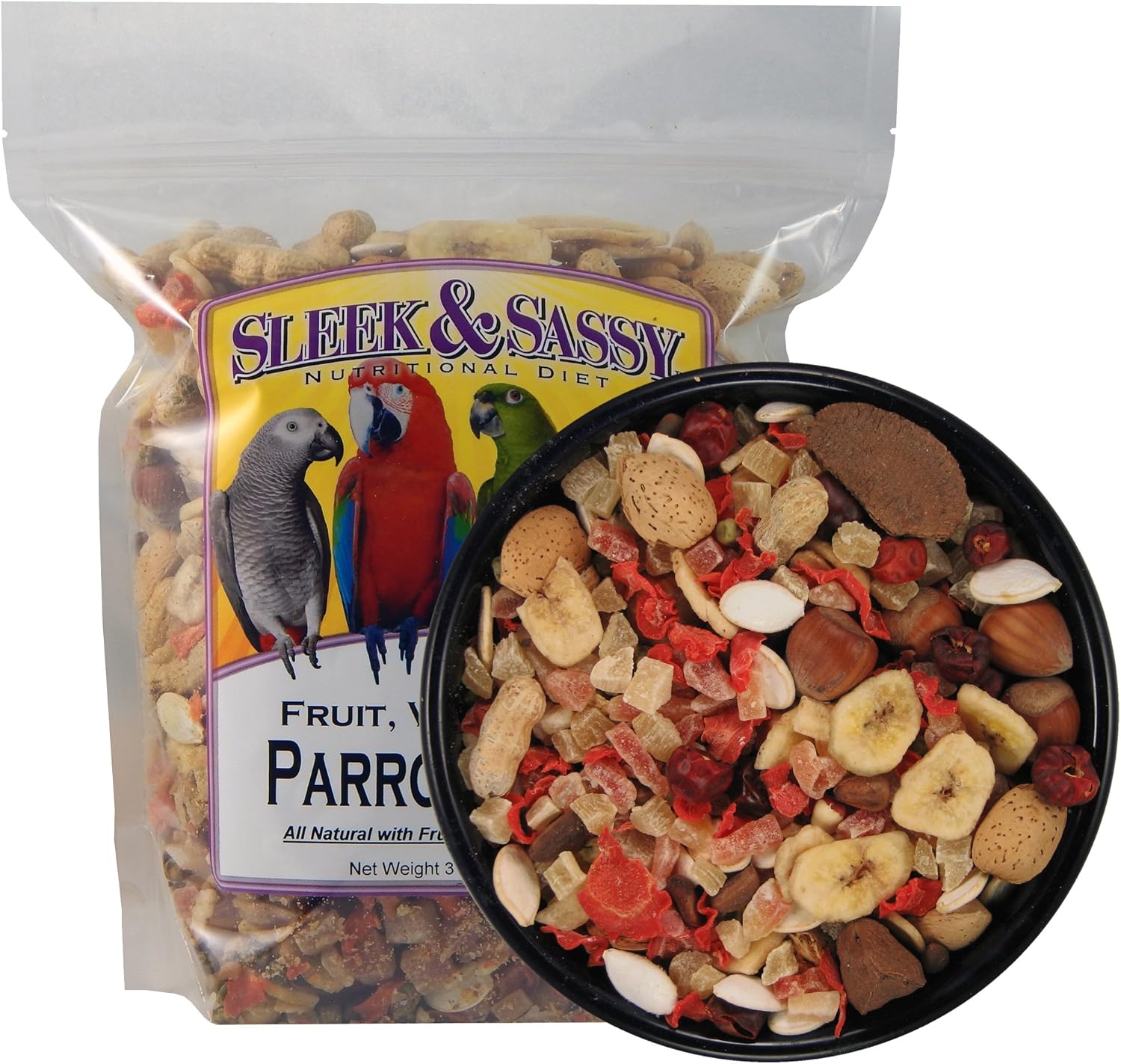 SLEEK & SASSY Fruit, Veggie, Nut Parrot Treat Perfect for