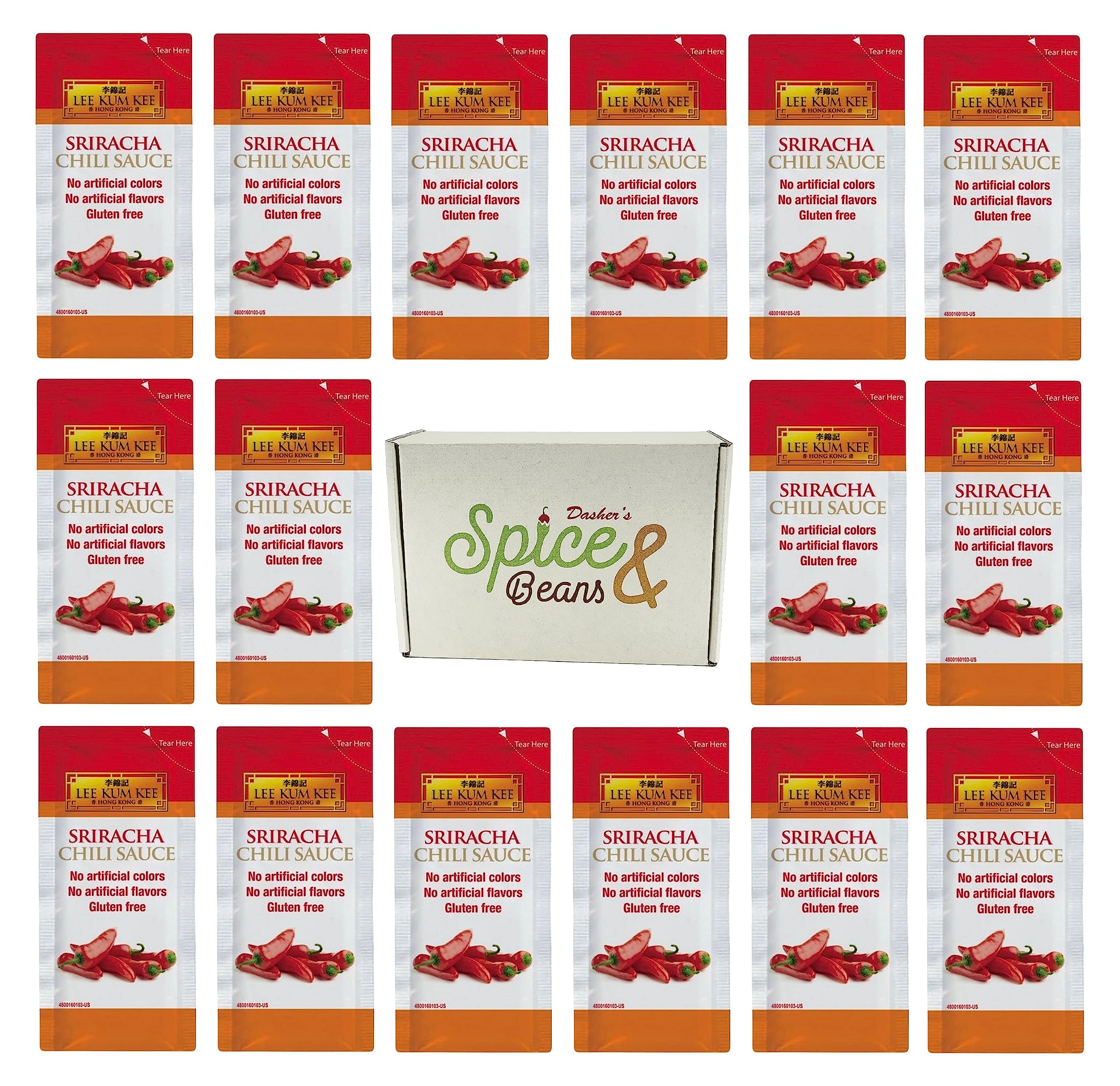 Lee Kum Kee Sriracha Chili Sauce 8 mL Packets | Hot Sauce, Gluten Free, No Artificial Colors Or Flavors - Pack of 40