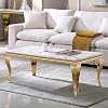 47 Marble Coffee Table, Modern Faux White Marble Coffee Table with Stainless Steel Legs, Luxury Large Rectangle Center Table for Living Room, Office, Bedroom