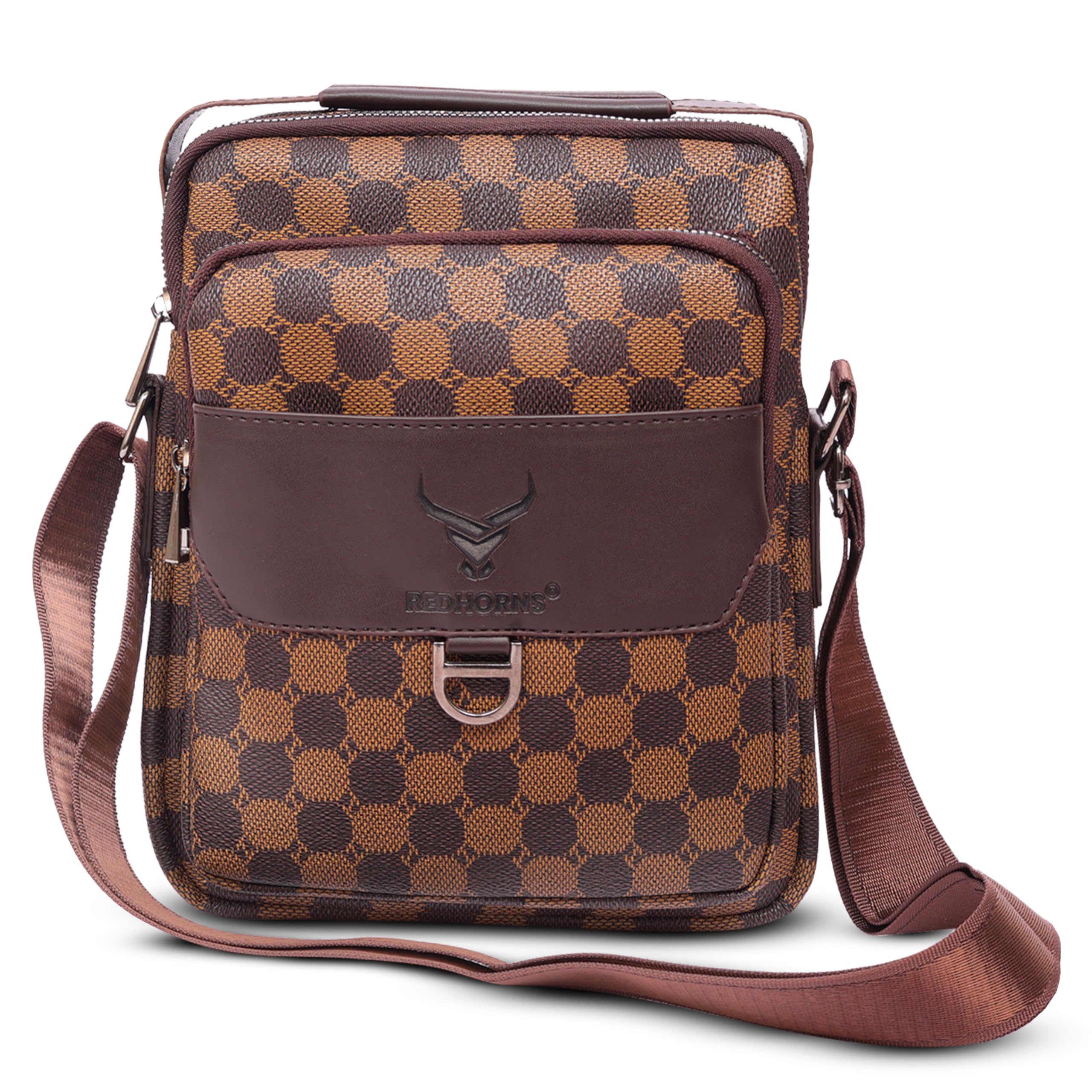 redhorns Faux Leather Printed Sling Bag for Men and Women Travel Cross Body Shoulder Bag With Adjustable Strap, Business Messenger Bag with 5 Zipper Pockets-picture-24