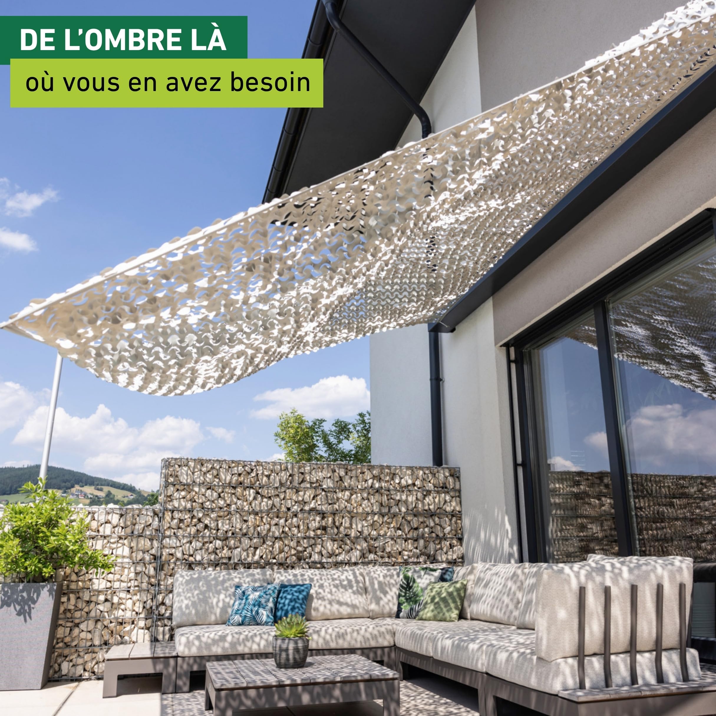 Windhager Réseau d'ombrage Cote D'AZUR - 3 x 4 mètres - Blanc/Gris - Toile ombrage Exterieur, Voile d'ombrage, Toile d'ombrage - Voile ombrage - auvent de terrasse, Balcon et Jardin