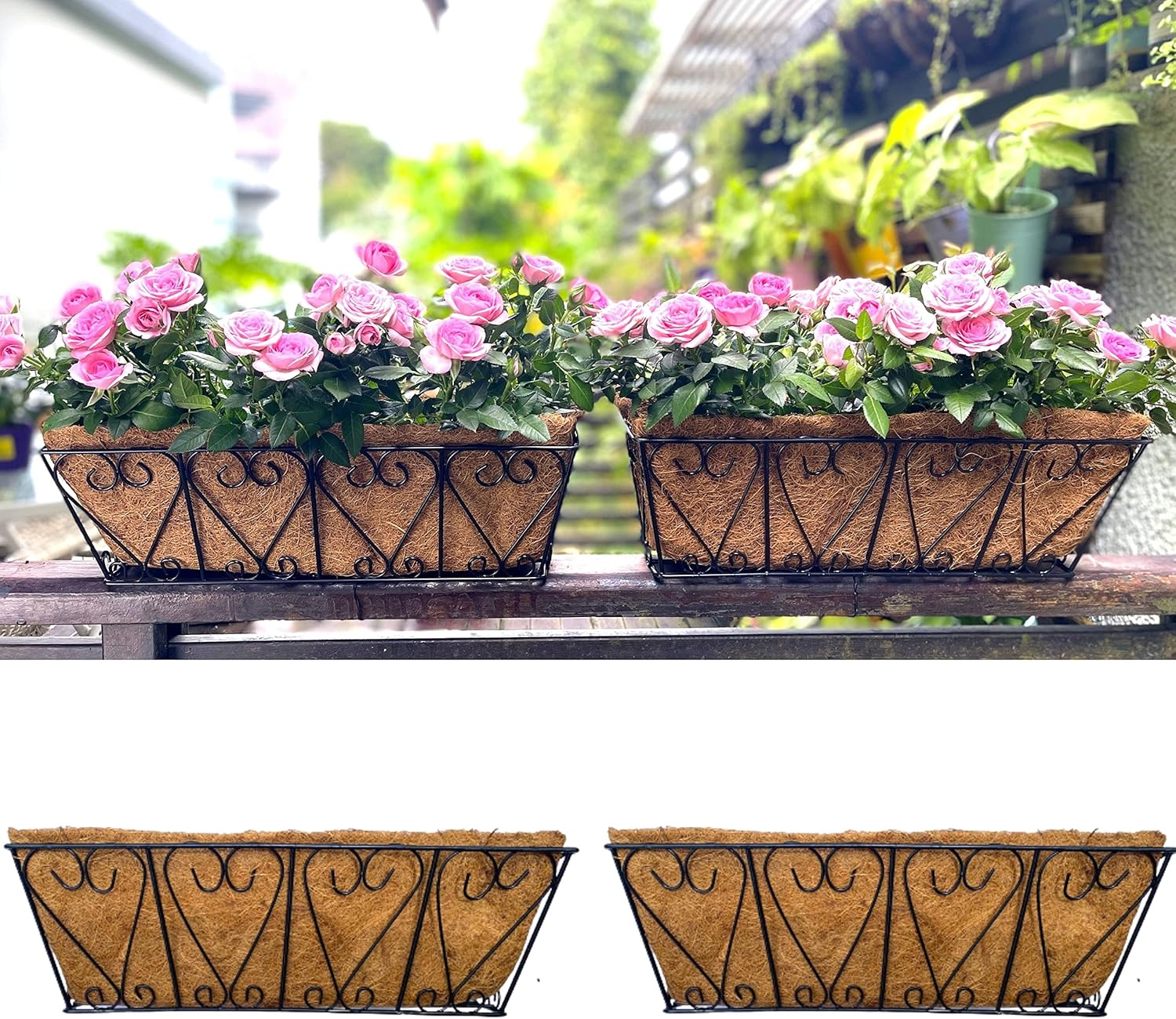 LaLaGreen Wall Planters 2 Pack, 16 Inch Window Flower Boxes Outdoor