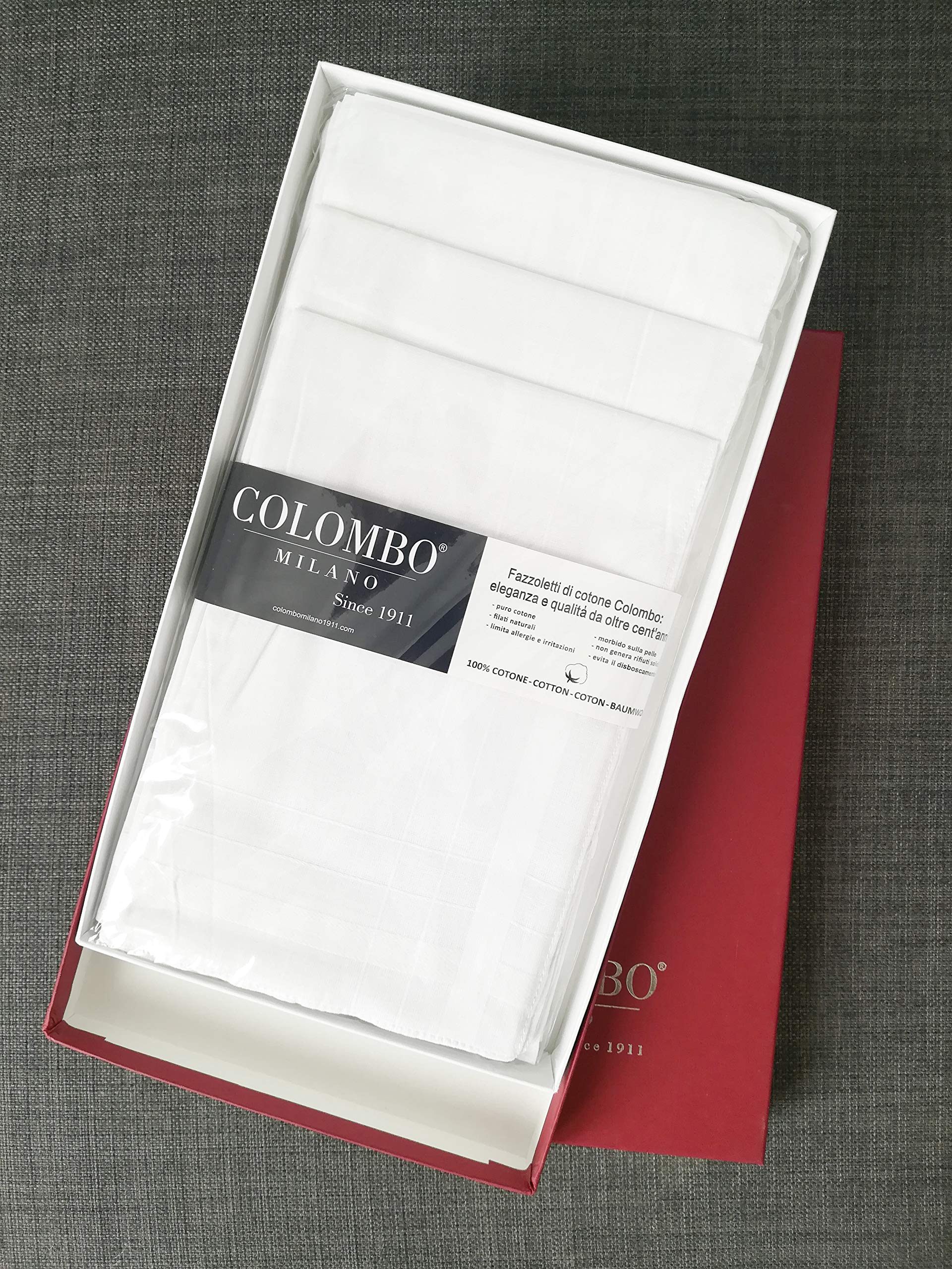 Fazzoletti da Uomo in Puro Cotone 100% | Misura Grande 41 x 41 cm | Pacco da 12 Pezzi |Bianchi - Colorati | Confezione Regalo | Made in Italy