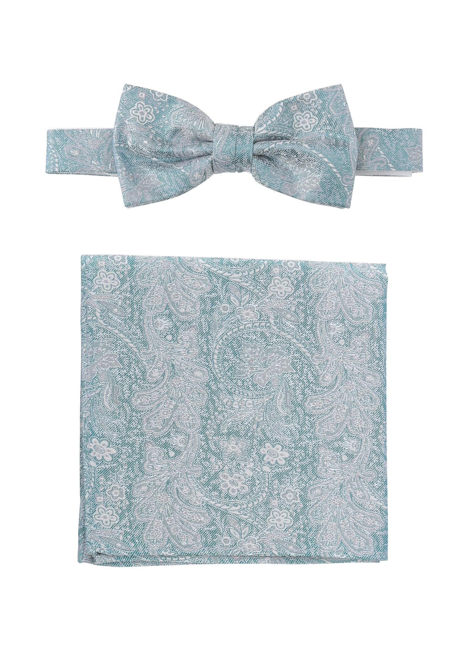Fliege + Tuch Paisley - 100% Seide - Petrol