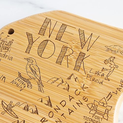 Miniatura 5 de Totally Bamboo Destination New York State - Tabla para servir y cortar con forma de estado, incluye corbata para colgar para exhibición en la pared