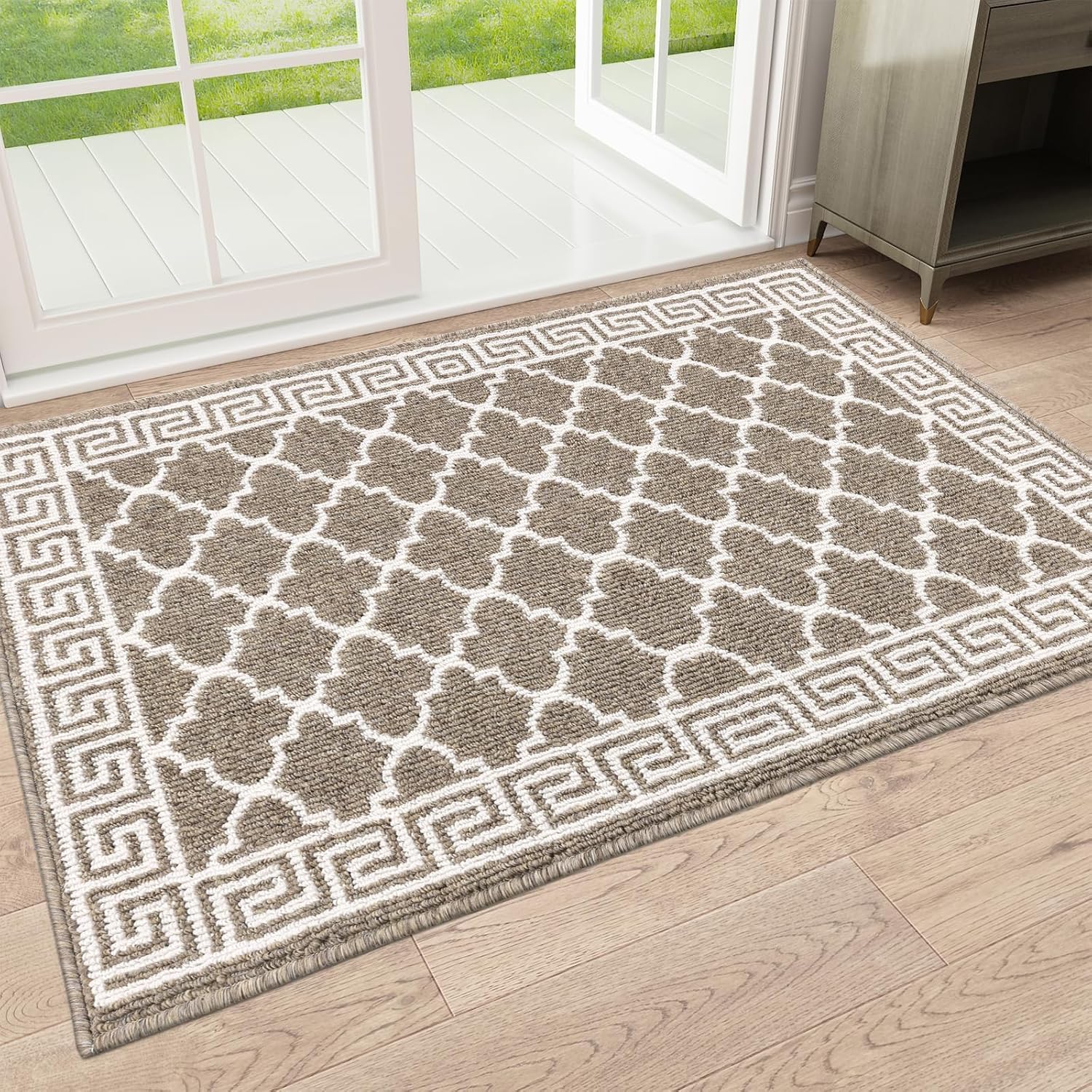 Pauwer Door Mat Indoor Entrance 32"x48" Absorbent Dirt Trapper Welcome Mats for Front Door Washable Entryway Rugs Ultra Thin Doormat Non Slip Runner Rugs for Hallway Kitchen Laundry Room, Brown