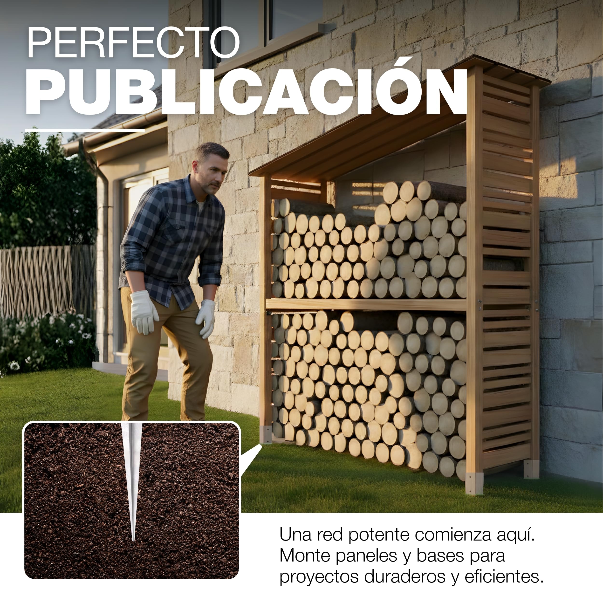 GeZu Impex Soporte para Poste 101 x 101 x 750 mm Galvanizado por Inmersión en Caliente Juego de 8 Fundas de Tierra con Punta de Anclaje para Soporte de Valla