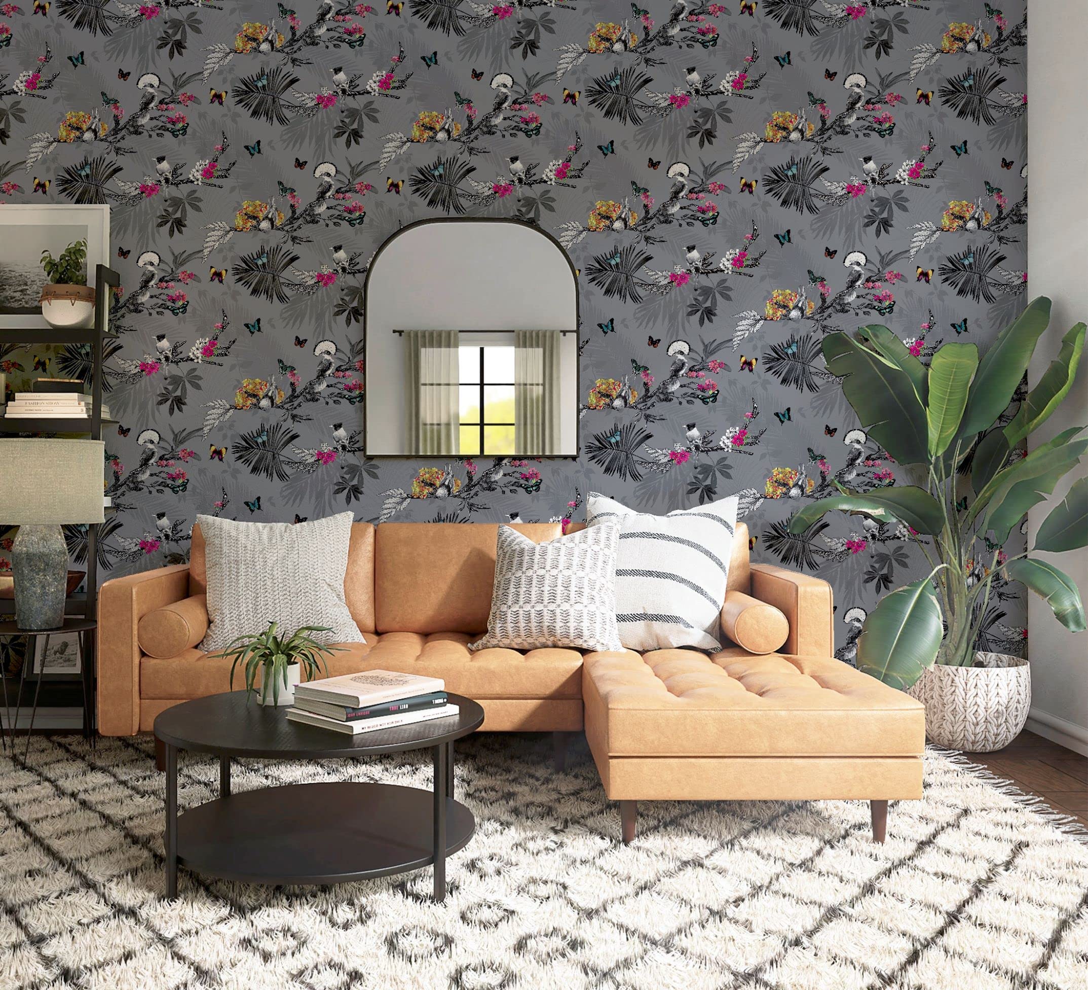 Buy Arthouse Mystical Forest Grey Multi Wallpaper Butterflies