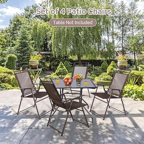 Miniatura 2 de Tangkula Juego de 4 sillas plegables para patio, sillas plegables de patio, sillas tipo honda para patio trasero, piscina, balcón, silla de camping