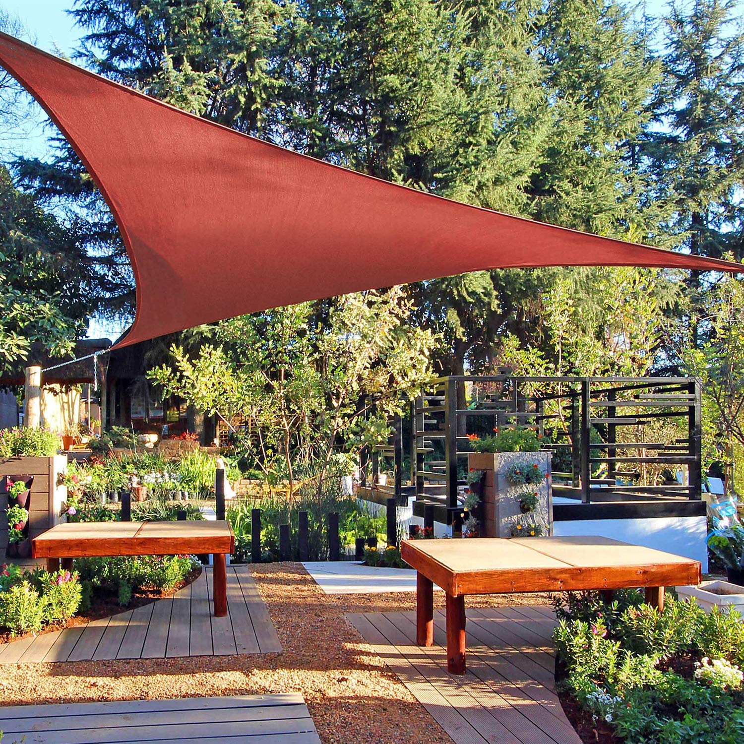 Buy Amagenix Triangle Sun Shade Sails Canopy, Rust Red Outdoor Shade