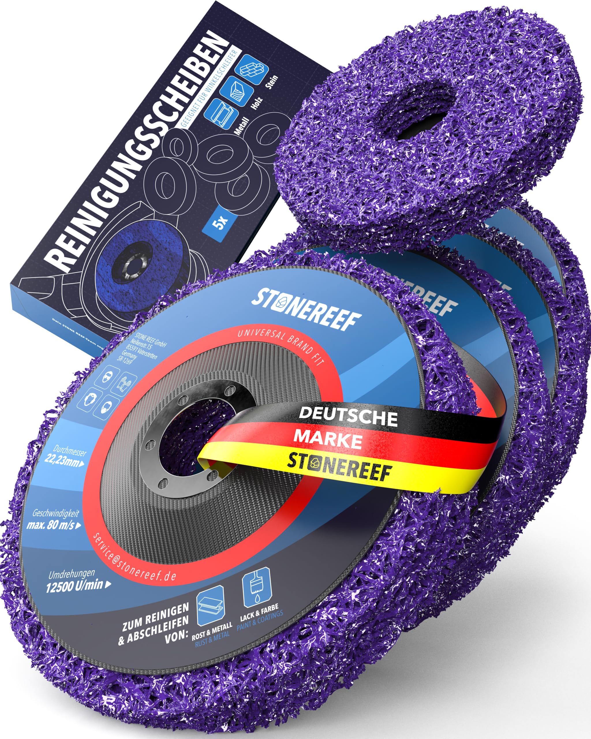 Reinigungsscheibe 5er-Set [125x2,0x22,23mm] CSD Winkelschleifer Reinigungsscheibe - Schruppscheiben zum Reinigen, Rostentferner Scheibe, Grobreinigungsscheibe, Metall Schleifer & Autoarbeiten