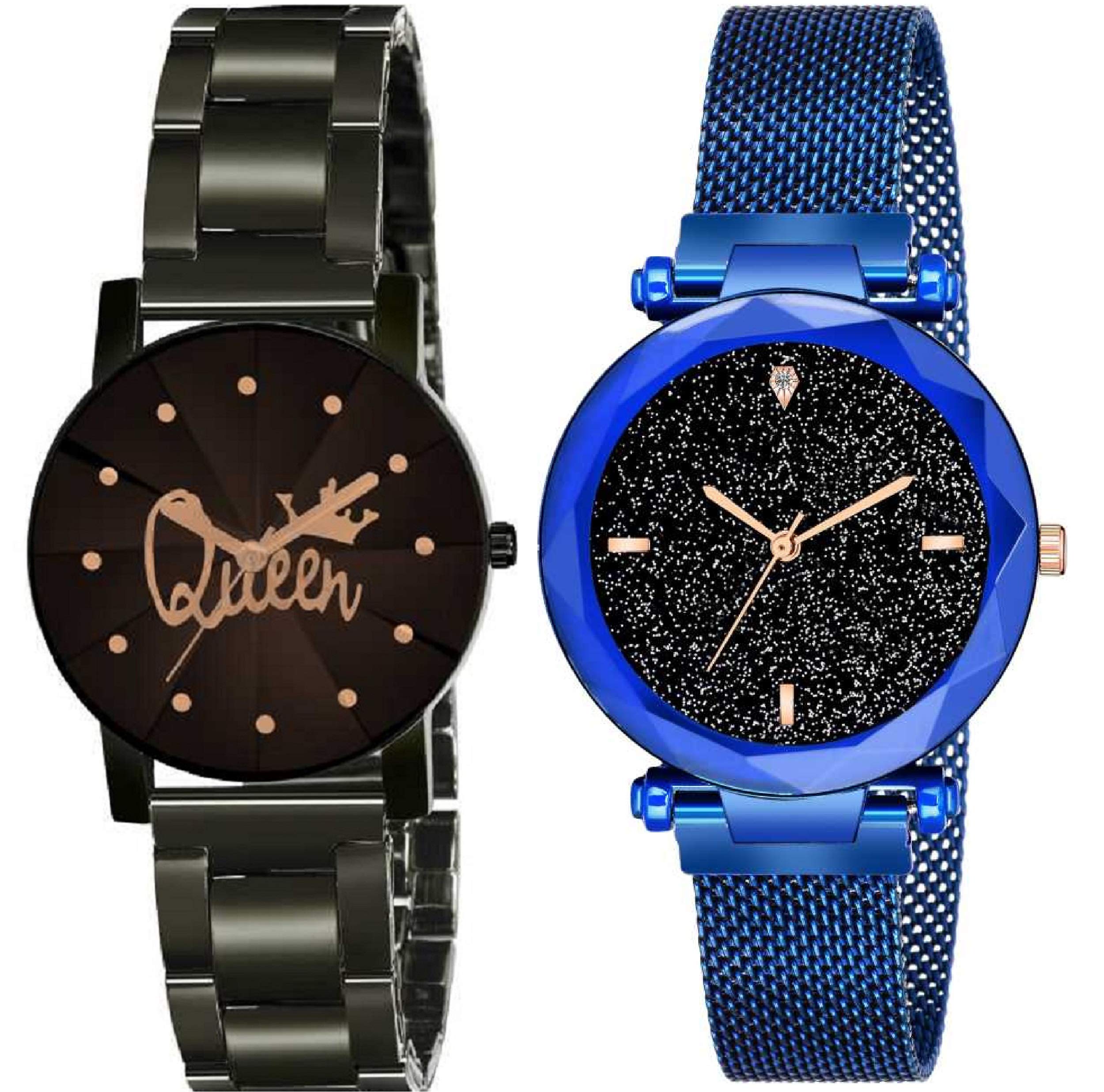 ZUPERIA Combo of Prism Glass Crystal Chain Queen Dial and Magnetic Strap Analog Watches for Men & Women (Blue) (B08JZBP2C1) Amazon Price History, Amazon Price Tracker