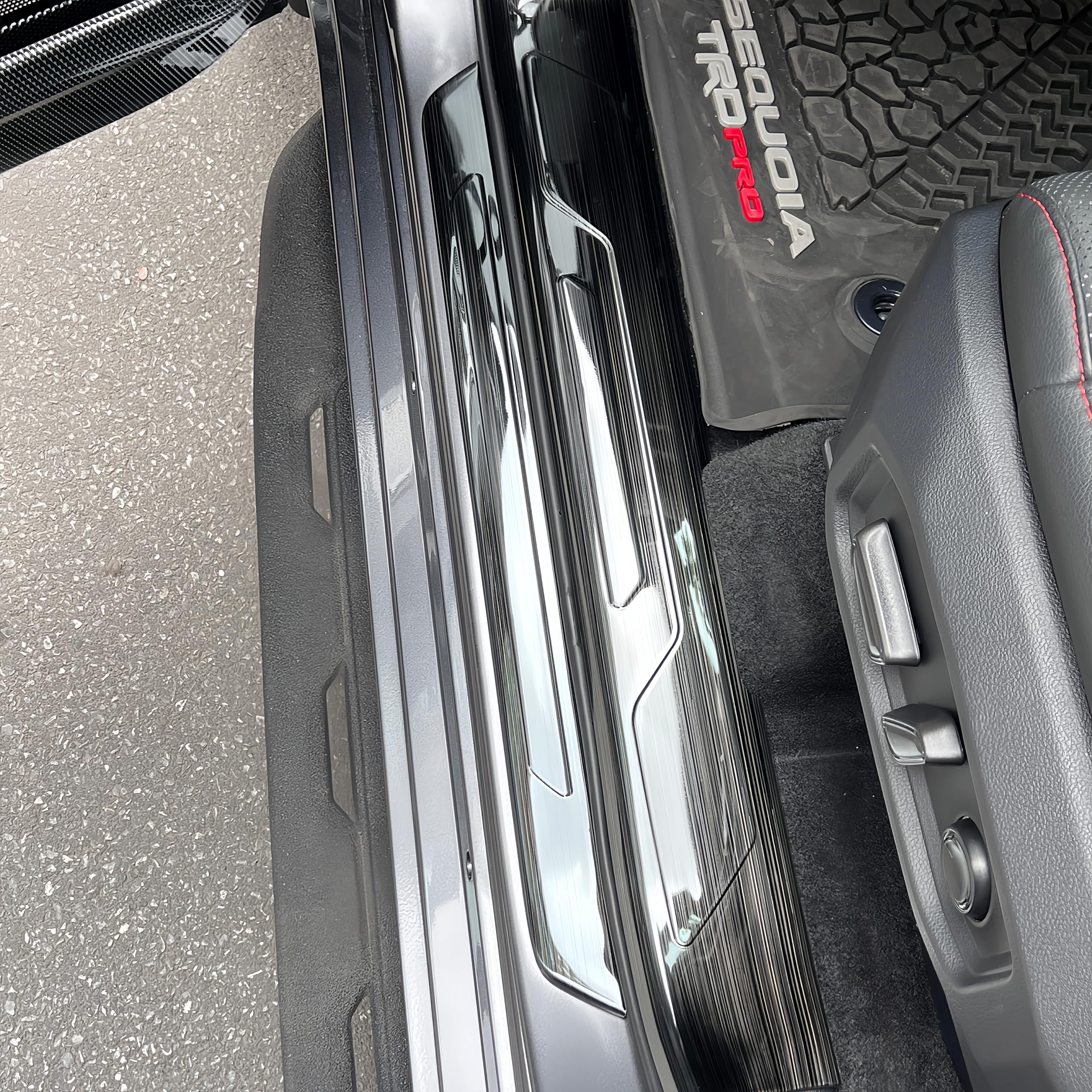 Car Door Sill Protector Stainless Steel for 2023 2024 Toyota Sequoia Accessories Door Sill Scratch Protection Interior Upgrade — view 5