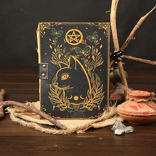 Miniatura 6 de Libro de hechizos en blanco de sombras, diario de bruja, gato, suministros de brujería, cuaderno wiccano, hecho a mano, vintage, de papel, grimorio,