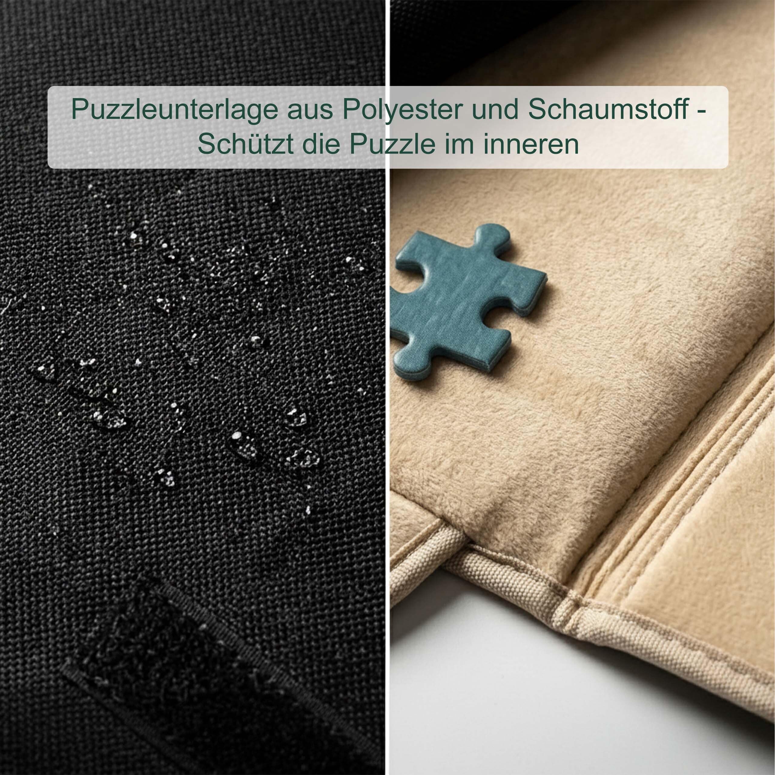 Relaxdays Puzzlekoffer, 1500 Teile, 2 Sortierplatten, schwarz/beige