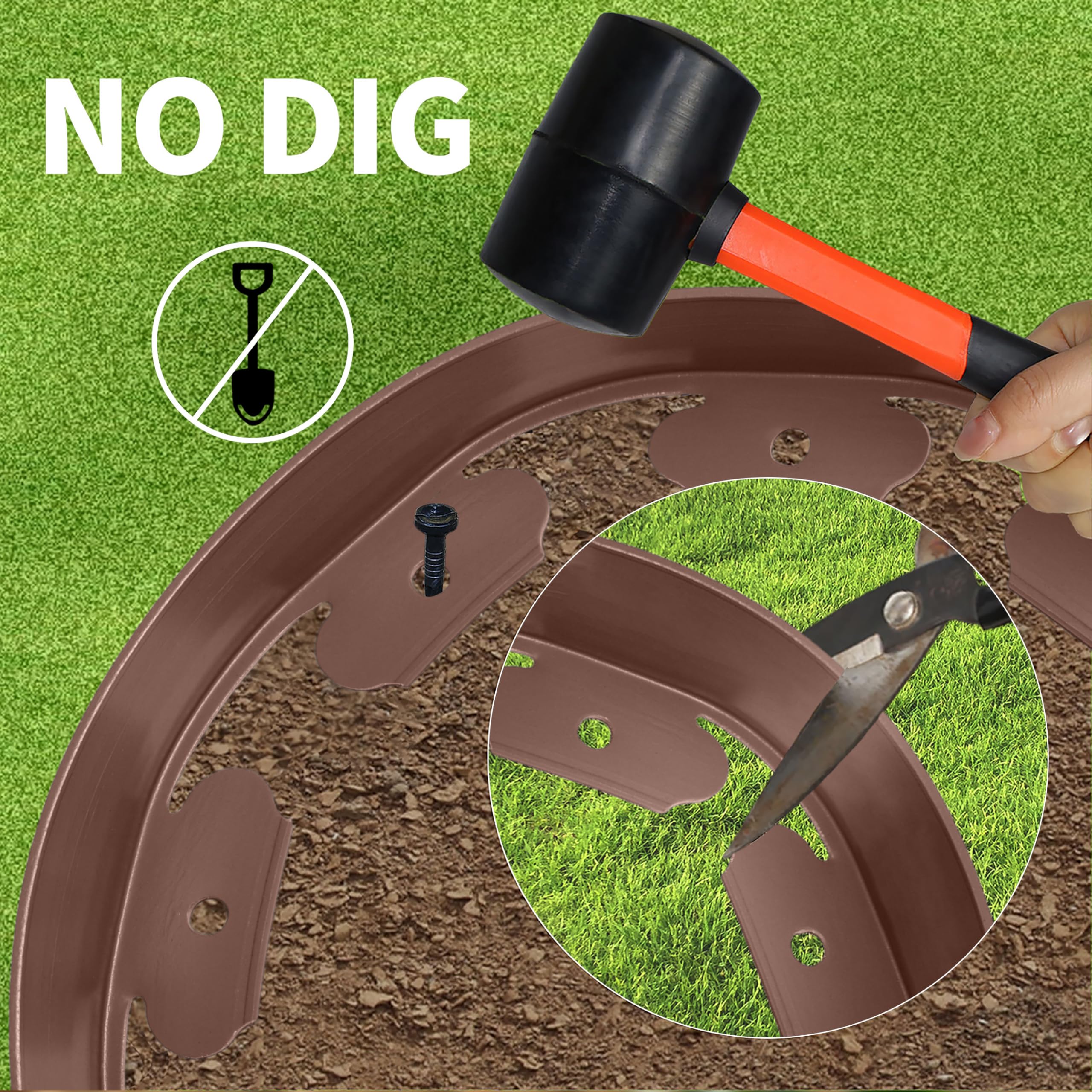 Ogrodzenie ogrodowe z tworzywa sztucznego, ogrodzenie zewnętrzne 10 cm x 10 m, w zestawie 30 końcówek kotwiących i 1 złącza, z parą rękawiczek, dekoracyjne ogrodzenie ogrodowe (brązowy, 10 cm x 10 m)