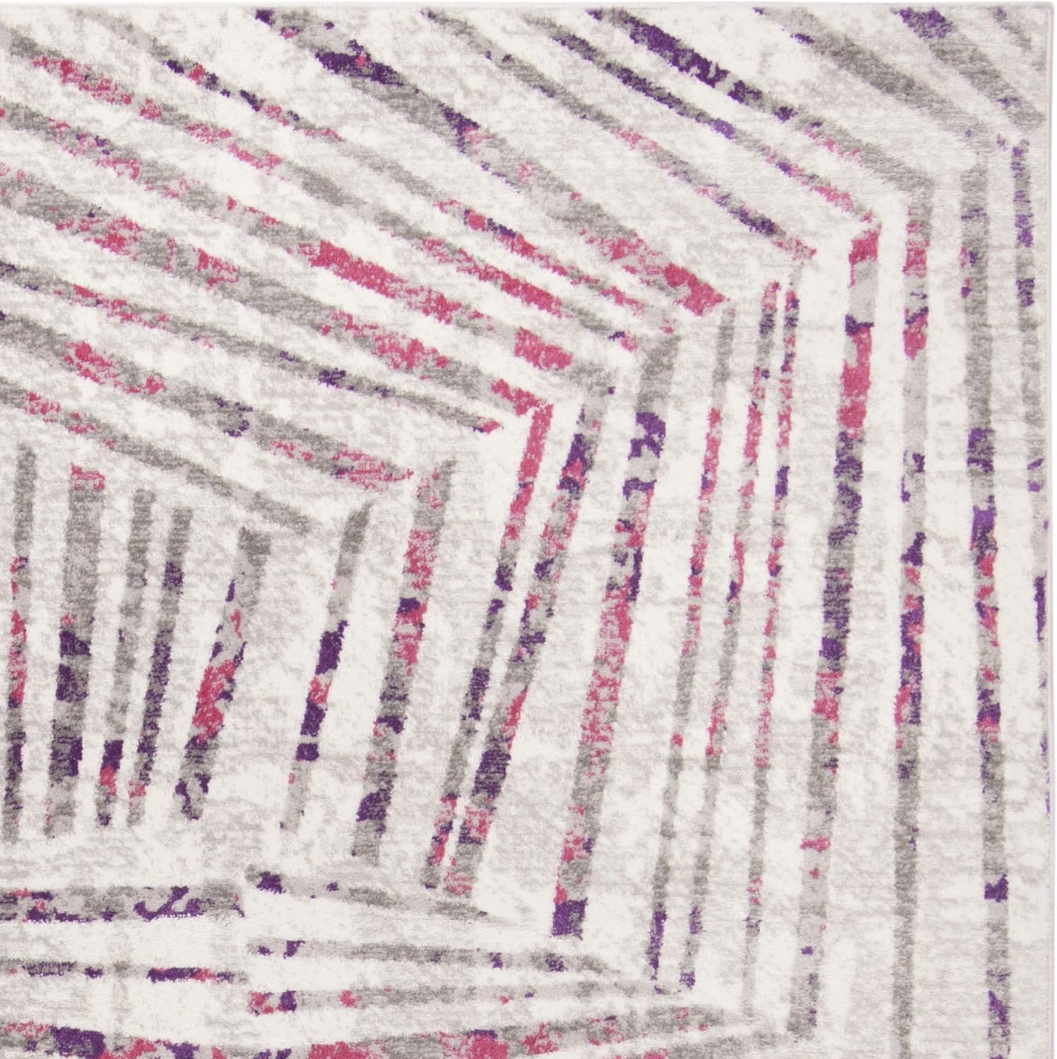 SAFAVIEH Skyler Collection Area Rug - 6'7" Square, Grey & Pink, Modern Abstract Design, Non-Shedding & Easy Care, Ideal for High Traffic Areas in Living Room, Bedroom (SKY191P)