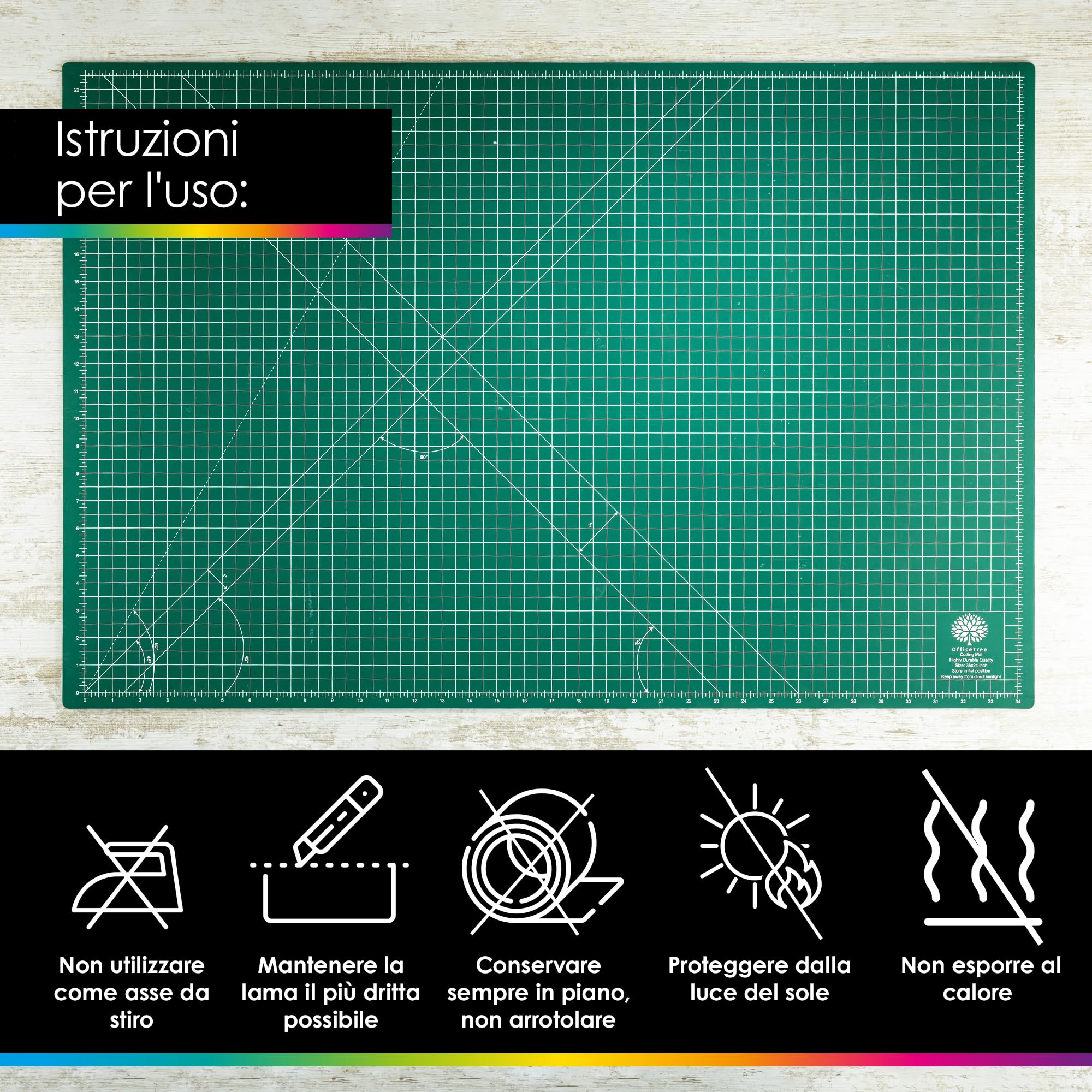 OfficeTree Tappetino da Taglio A1 90x60 - Base Taglio Autorigenerante PVC 3 Strati Riciclabile