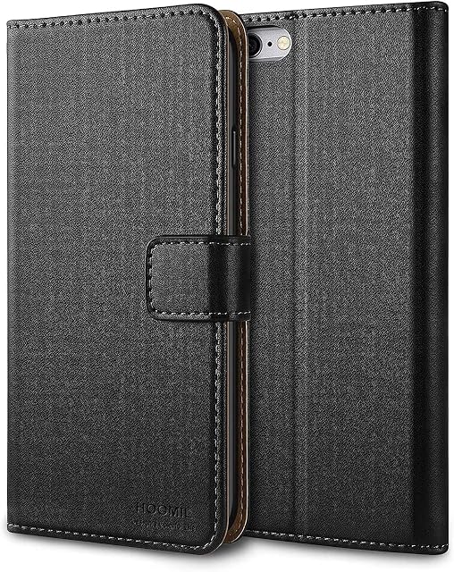 HOOMIL MagFlip Series Designed for iPhone 6 Case, iPhone 6S Case, Premium Leather Flip Wallet Phone Case with Card Holder - Black