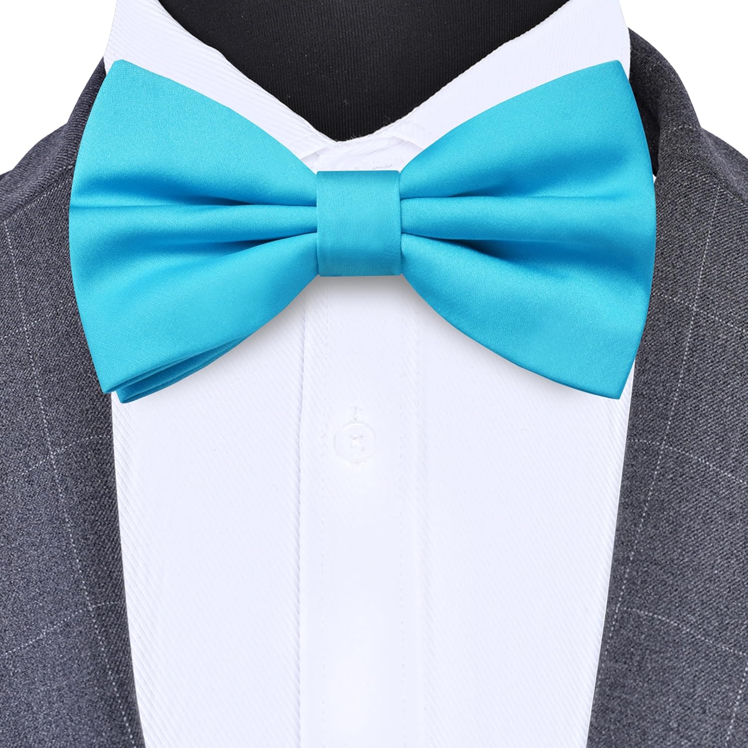 Branduce Solid Color Pre-tied Bow Tie and Pocket Square Lapel Pin Set for Men - Image 2