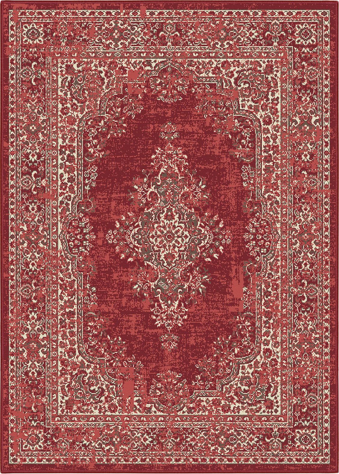 SrS Rugs® Luna Collection, Living Room Rugs, Hallway Runners, with Soft Smooth 8mm Pile. Contemporary Designs. Multi Colours, 3 Sizes (Medallion Red, 120cm x 170cm)