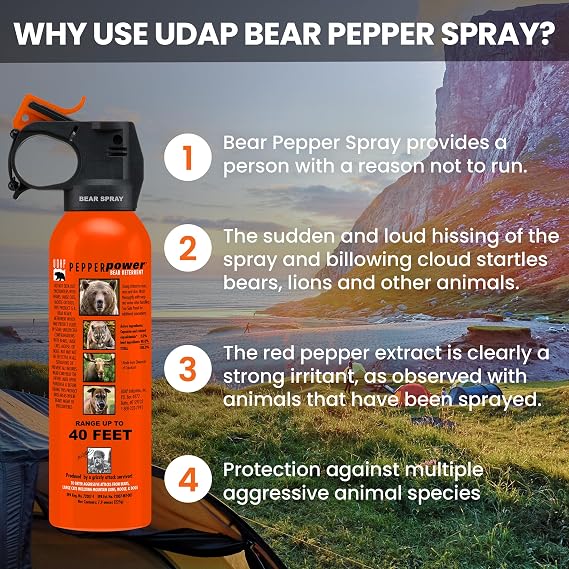 EPA Certified Bear Bear UDAP Bear Repellent Spray, Bear Spray, Bear Repellent Spray, Made in Montana, USA EPA Registered for All Bear Species, UDAP 12 Bear Spray Can Only