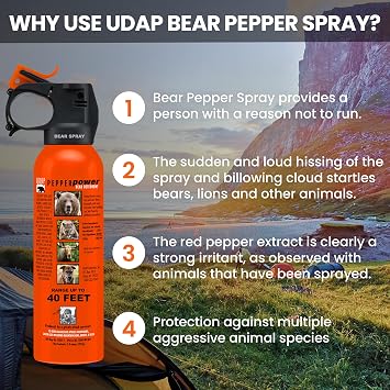 EPA Certified Bear Bear UDAP Bear Repellent Spray, Bear Spray, Bear Repellent Spray, Made in Montana, USA EPA Registered for All Bear Species, UDAP 12 Bear Spray Can Only