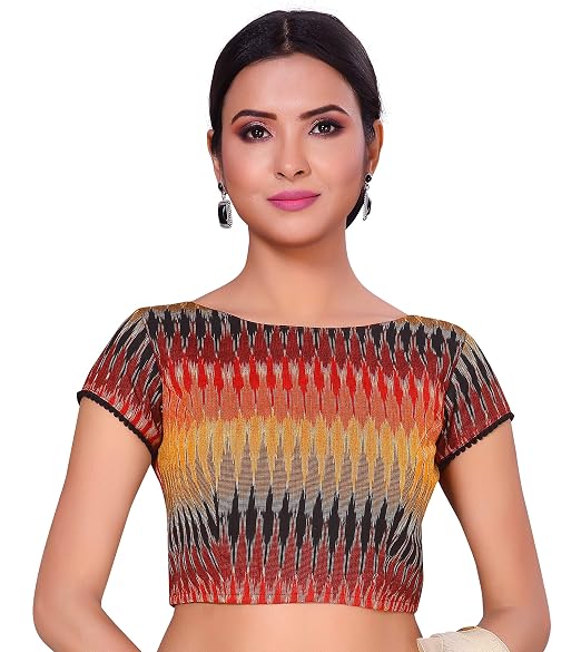 Cotton Ikat Short Sleeve Saree Blouse 