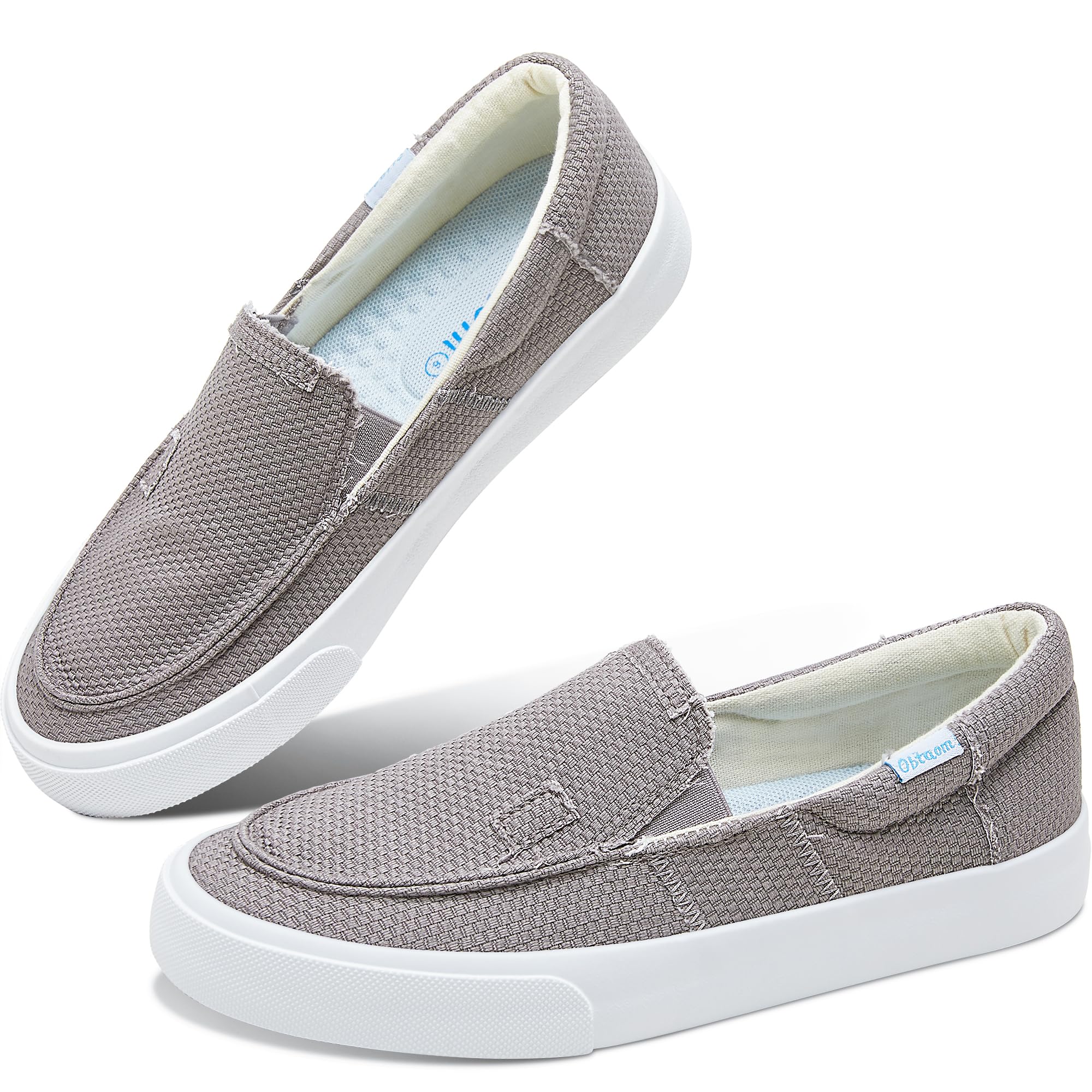 Obtaom Slip On Shoes Canvas Slip On Sneakers Comfy Arch Support Loafers Casual Canvas Fashion Sneaker