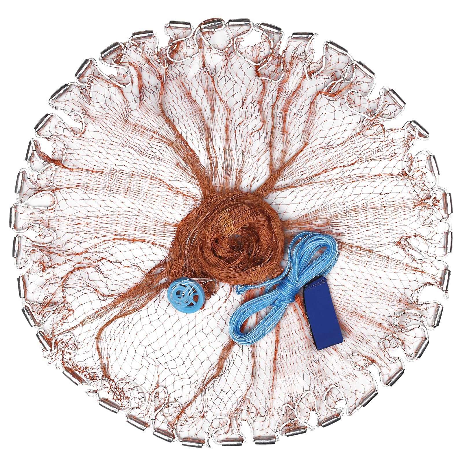 Yeahmart Saltwater American Fishing Cast Net for Bait Trap Fish Heavy Duty Throw Net 4Ft/6Ft/8Ft Radius Freshwater Casting Nets with an Extra Fishing Cage