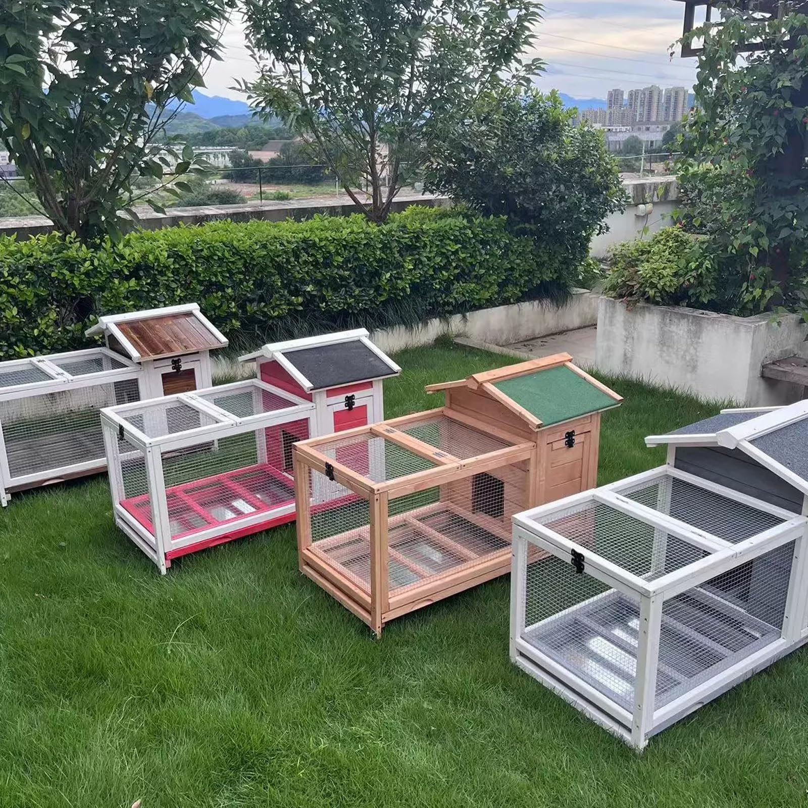 Jaula para Conejos, Grande, para Interior y Exterior, con Bandeja Hermética y Ruedas Universales de 360°. Jaula con Bandejas Deslizantes para Conejos y Hurones(Gray)