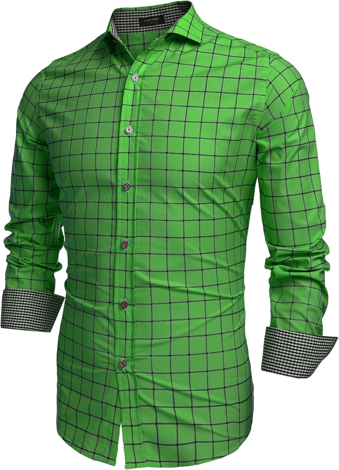 Coofandy Men's Fashion Long Sleeve Plaid Button Down Casual Shirts