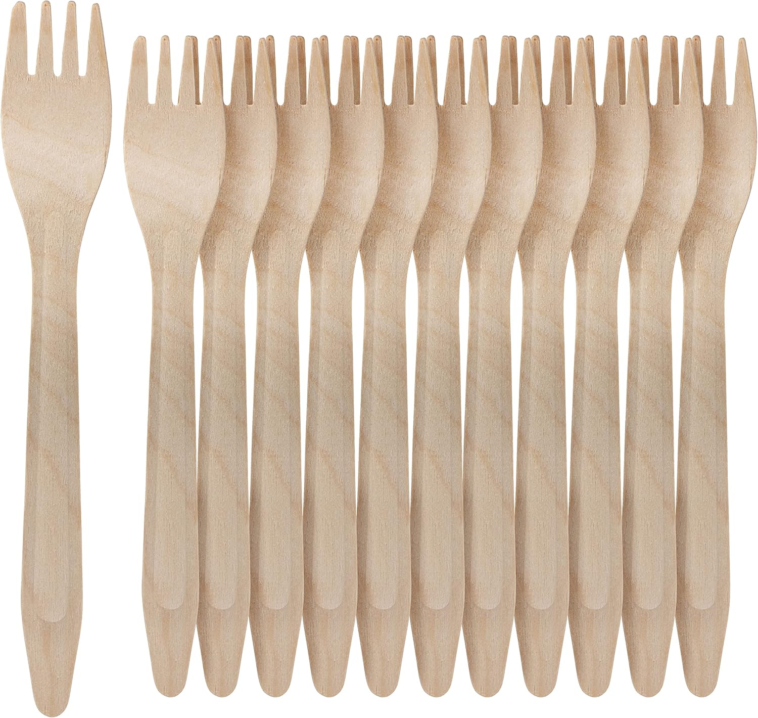 TigerChef 100% Compostable Wooden Forks Cutlery Sets, Eco-Friendly, Biodegradable, All Natural (500, Birchwood bulk pack forks)