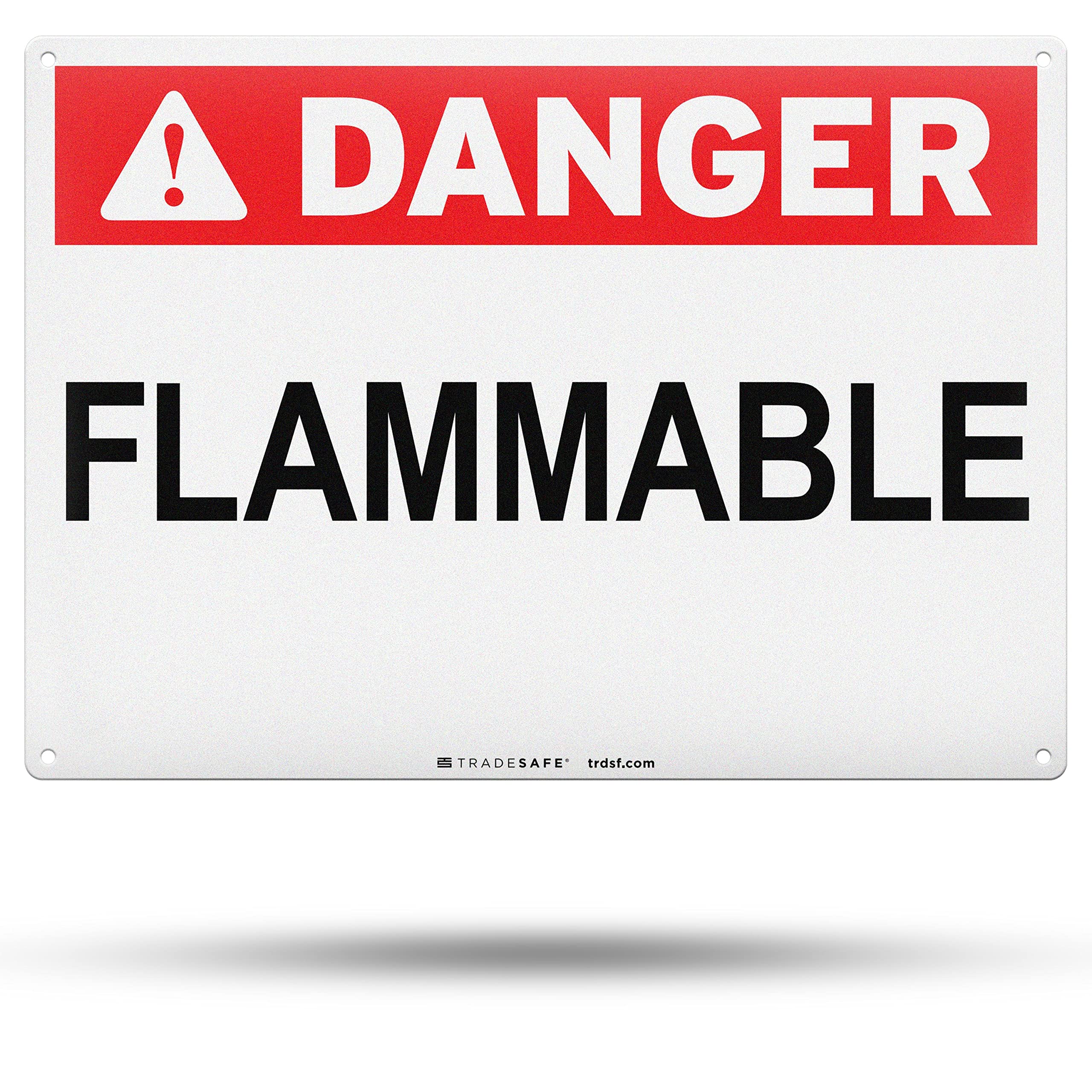 TRADESAFE Danger Flammable Sign - Fire Hazard Warning Signs, Quick Install Aluminum Safety Sign, Light Reflective, UV-Resistant, Waterproof, 14” X 10”