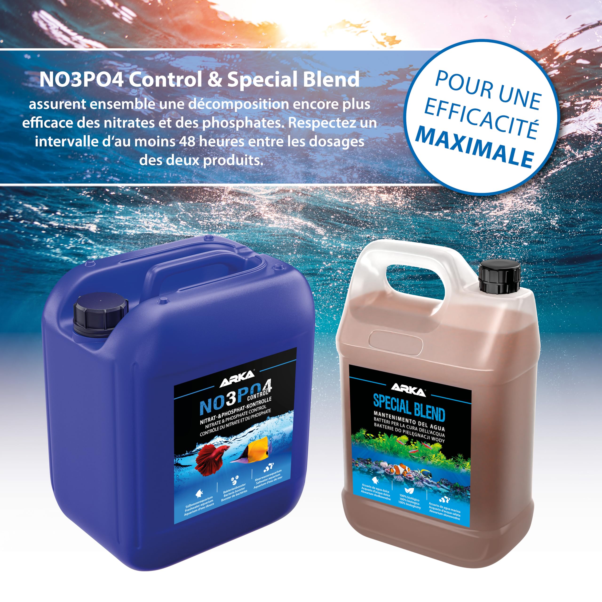 Anti-Nitrates et Phosphates pour Aquarium 5000 ML - NOPO Control NO3 PO4 | booster bactérien, réduit nitrates et phosphates, paramètres stables, agit sur les causes des algues, eau douce, eau de mer