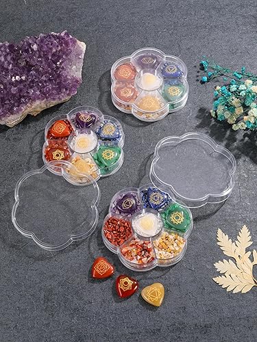 Miniatura 8 de CrystalTears 7 piedras de cristal de chakras, cristales curativos de Reiki naturales, piedras preciosas con símbolo de chakra grabado, kit de Piedra