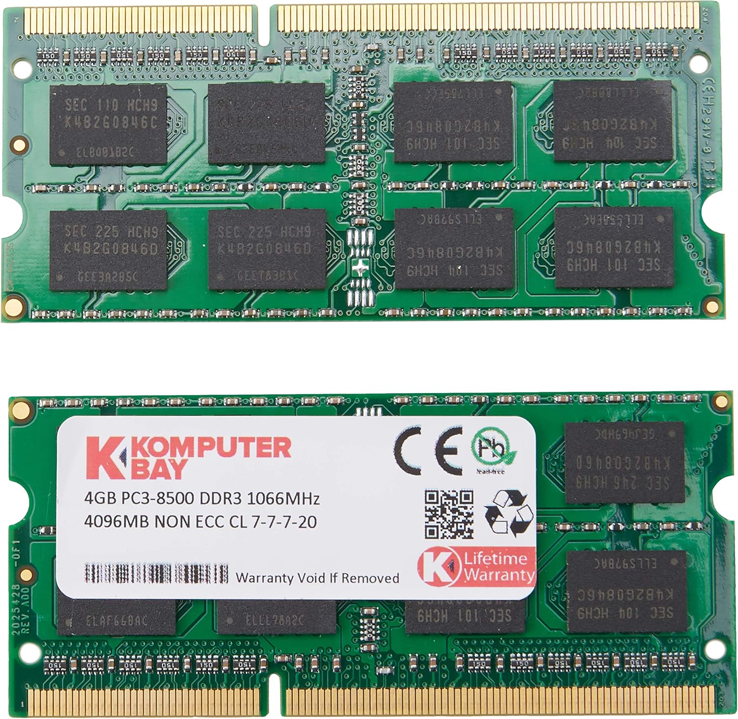 Komputerbay 8GB (2X 4GB) DDR3 SODIMM (204 pin) 1066Mhz PC3-8500 (7-7-7-20) Laptop Notebook Memory for Apple MacBook Pro