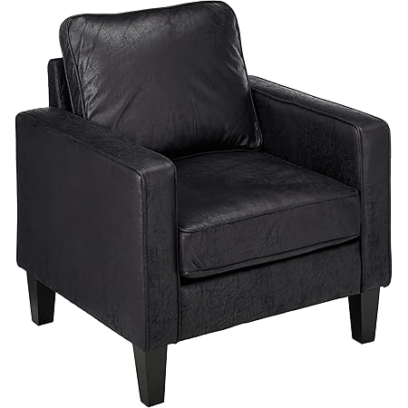 Elizabeth Contemporary Microfiber Club Chair, Black