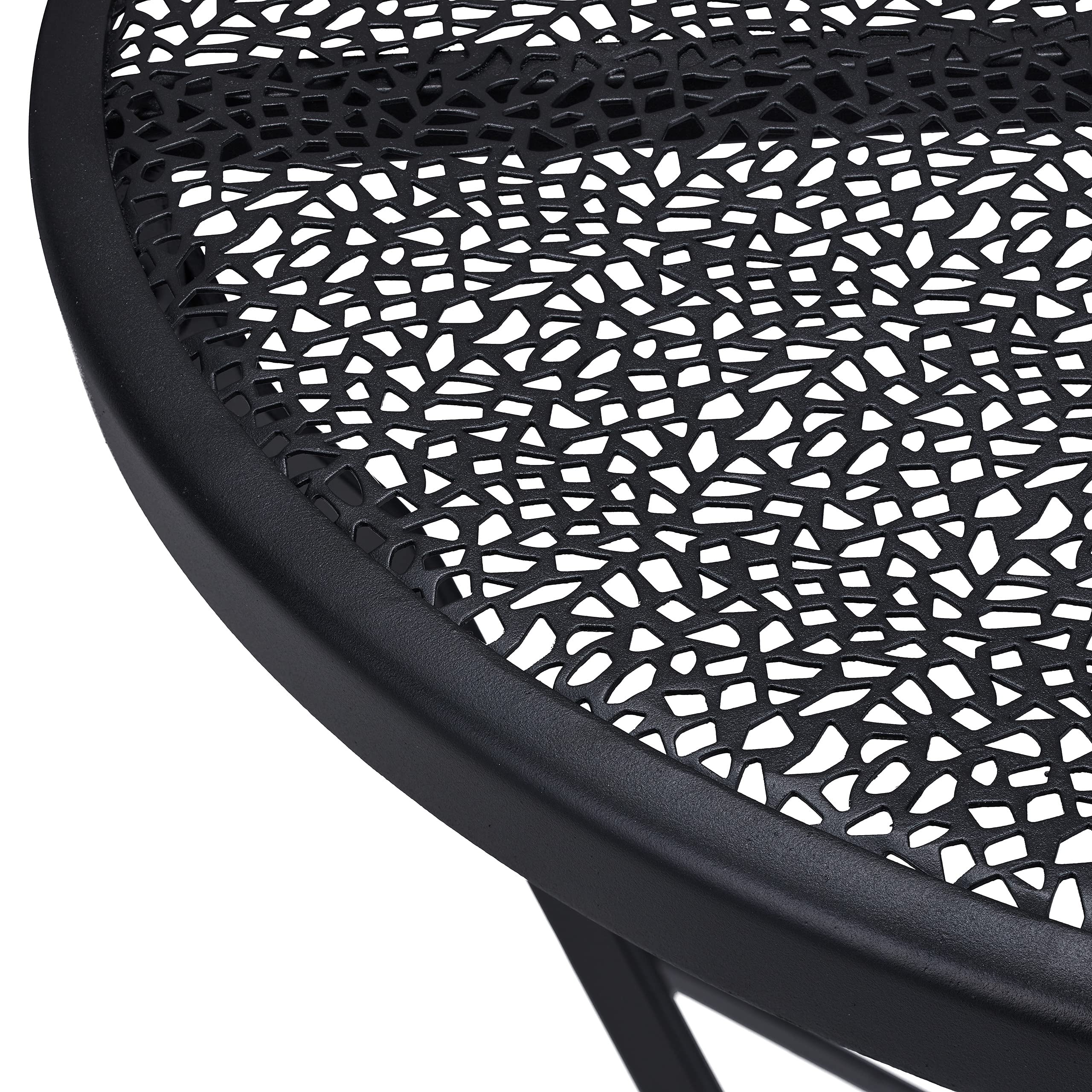 Relaxdays Tavolino da Balcone Pieghevole, Tavolo Rotondo con Foro per Ombrellone, in Acciaio, HxD: 71,5x60,5 cm, Nero
