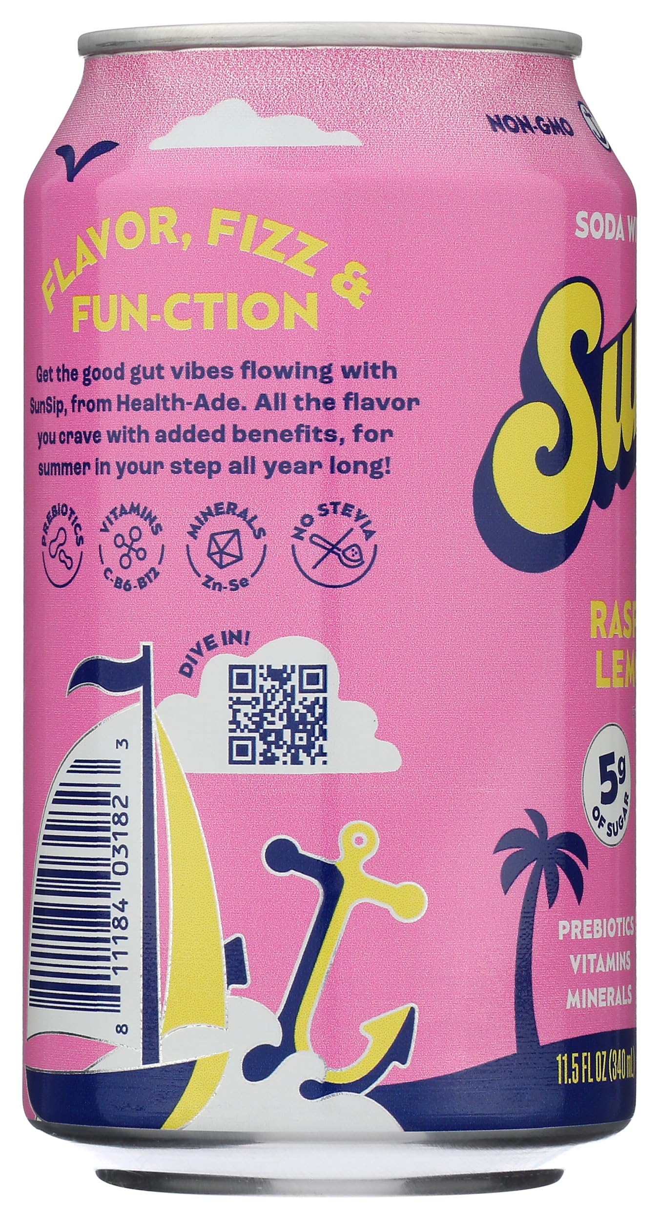 Health Ade, Soda Sunsip Raspberry Lemonade, 11.5 Fl Oz | Grocery