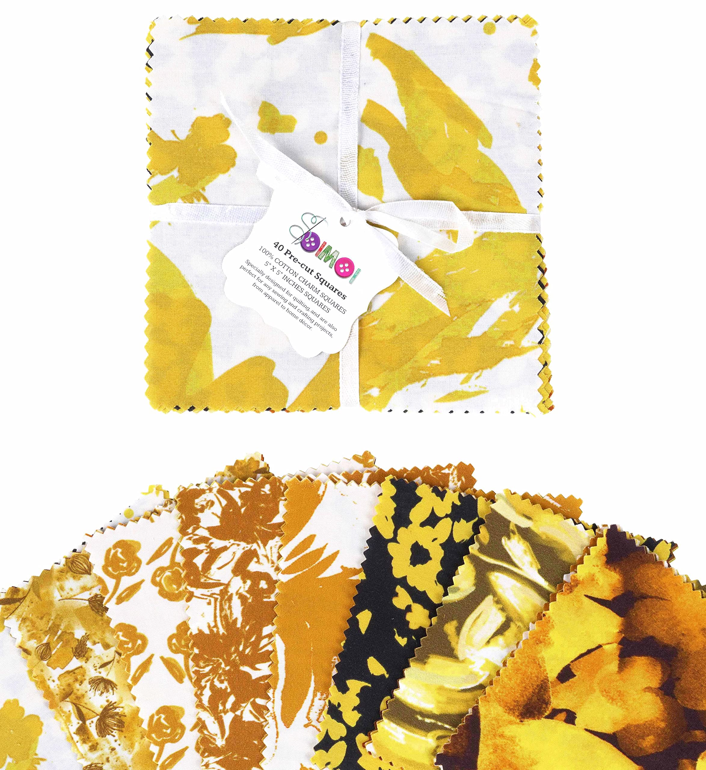 Tissu coton quilting prêt à coudre, carrés de patchwork jaune pour éviter les erreurs de coupe