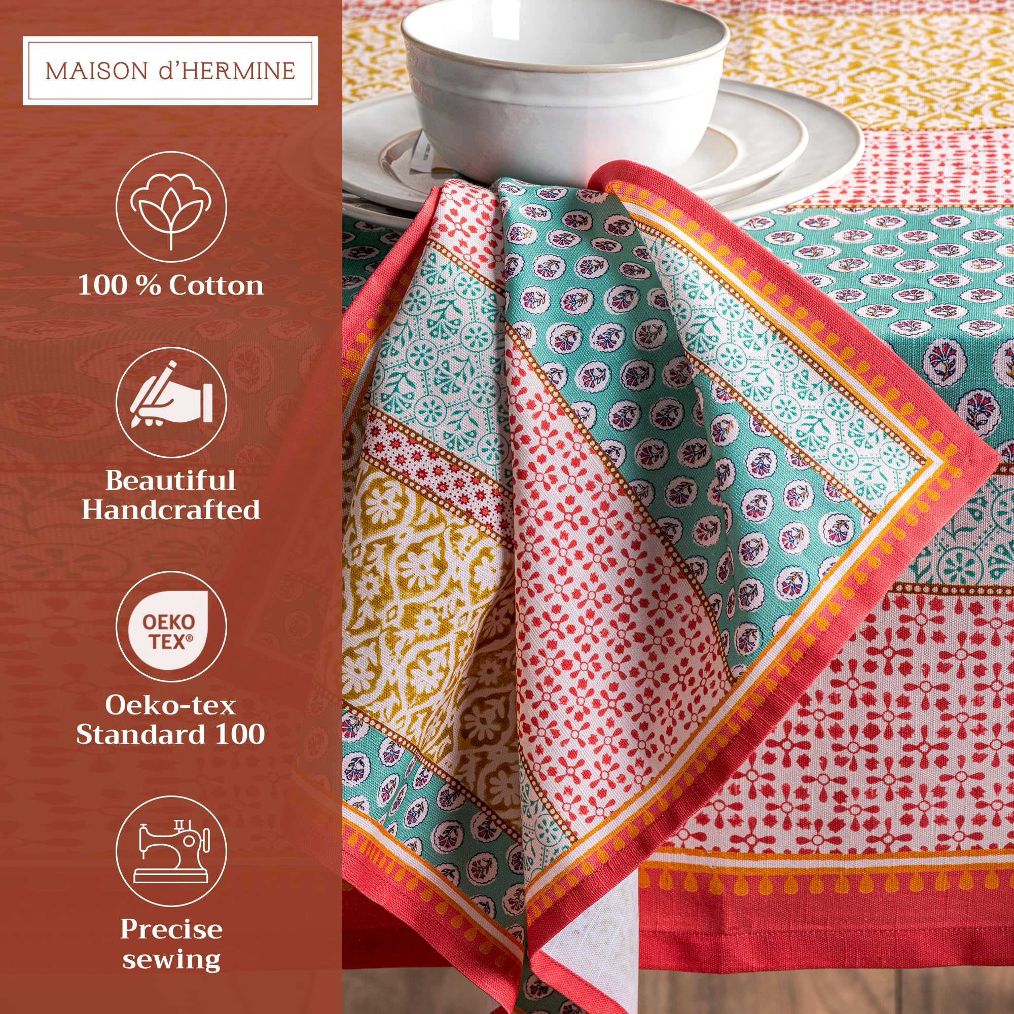 Maison d'Hermine - Servilletas de tela (100% algodón, 45 x 45 cm, 4 unidades)