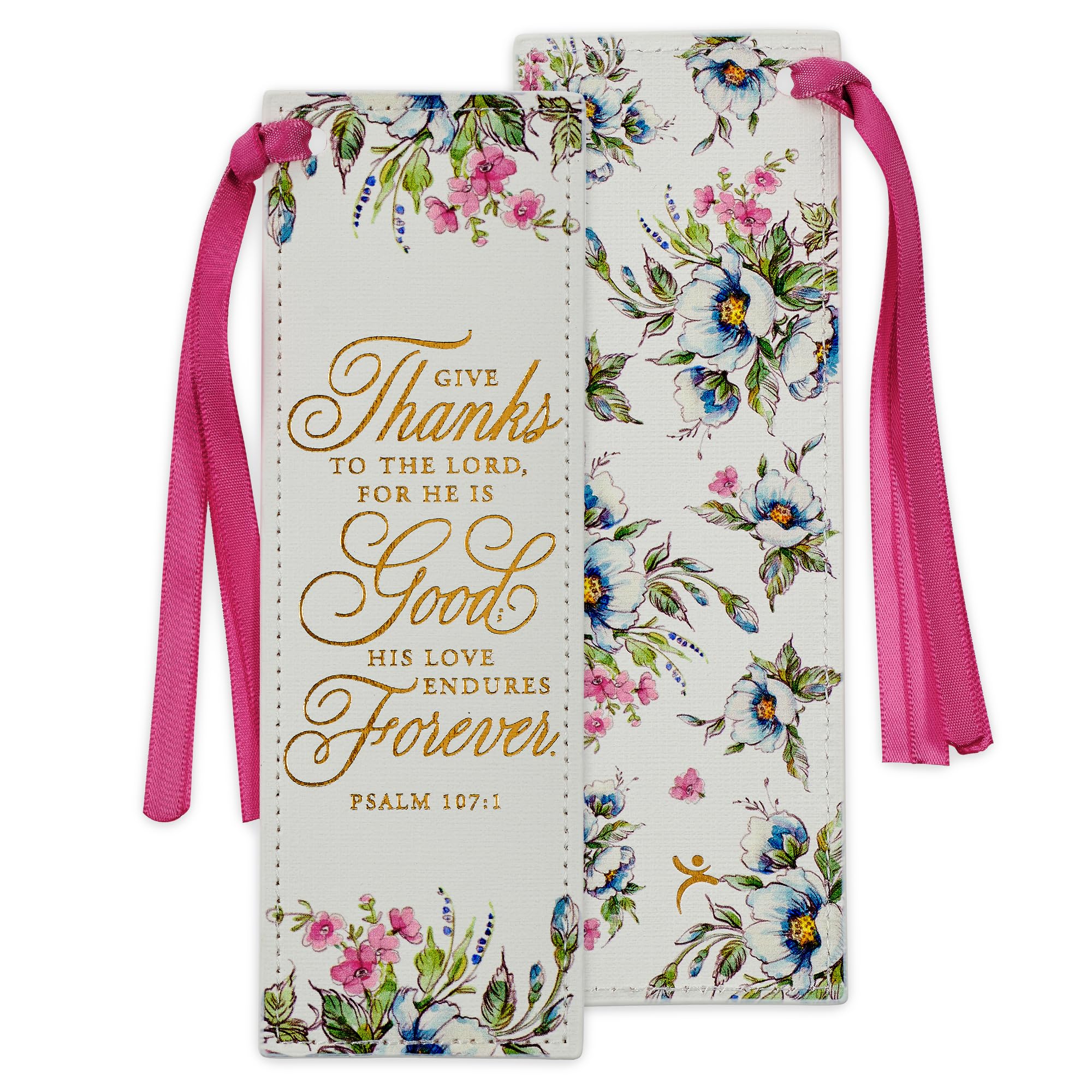 Christian Art Gifts Premium Faux Leather Scripture Bookmark: Give Thanks